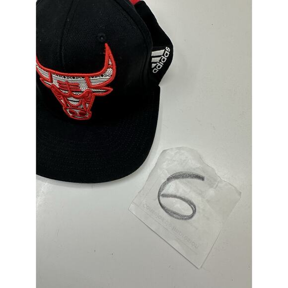 Adidas NBA Chicago Bulls Hat Black Embroidered Logo Aztec Flat Brim Adjustable - Picture 11 of 11